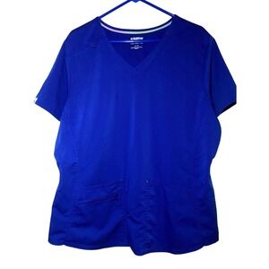 Scrubstar Ultimate Workwear Womens 2XL Blue Scrub Top V-Neck Short Sleeve